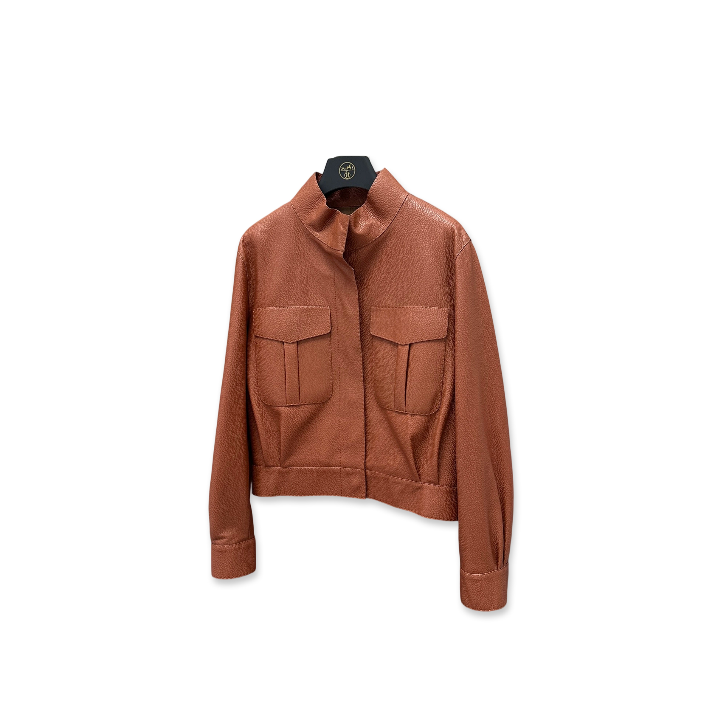 HERMÈS DEERSKIN STAND COLLAR SHORT JACKET